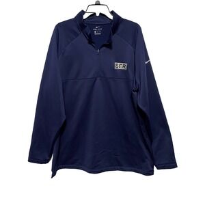 Nike Jacket SER Logo Men Size 2XL Blue Pullover 1/4 Zip Long Sleeve Jacket
